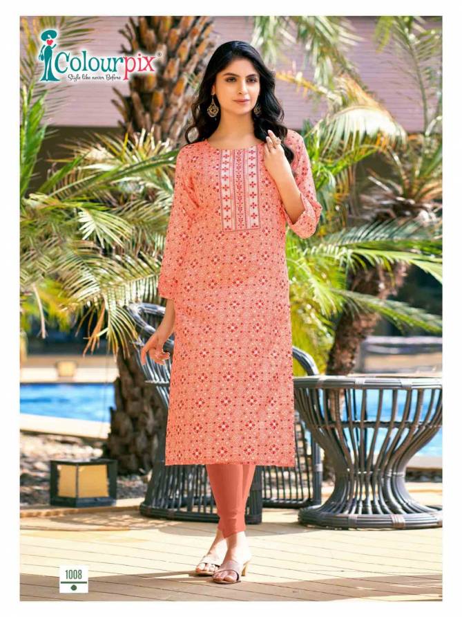 Rolex Vol 1 By Colourpix 1001 To 1008 Printed Kurtis Exporters In India
